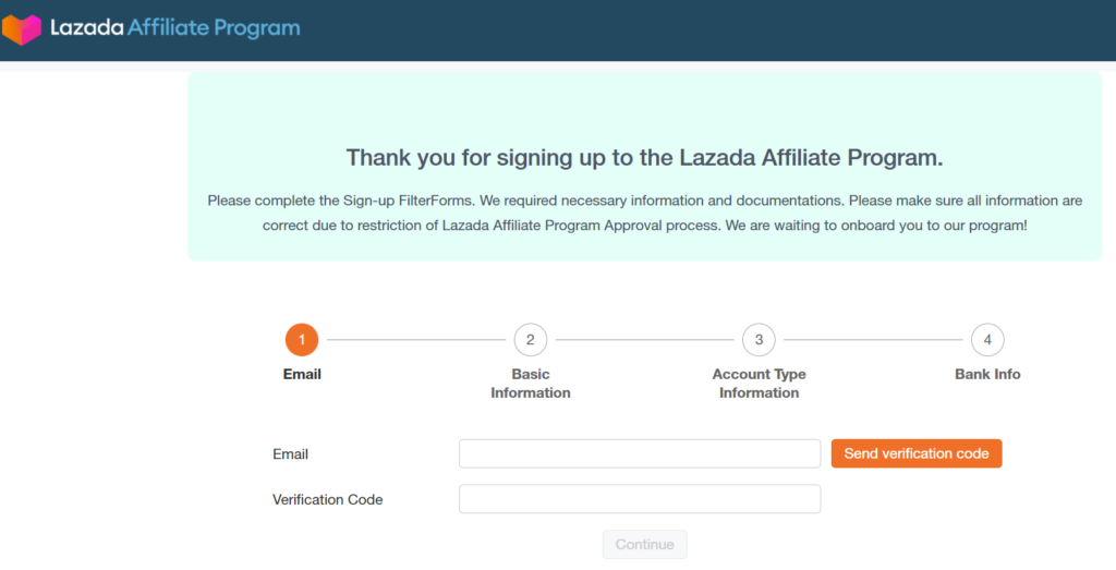 Các bước đăng ký tài khoản Lazada Affiliate
