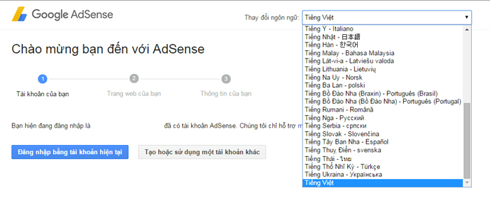 Bật tính năng Google Adsense