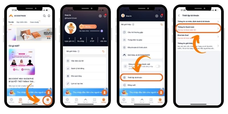 Cách đăng kí tải khoản ACCESSTRADE qua Mobile App