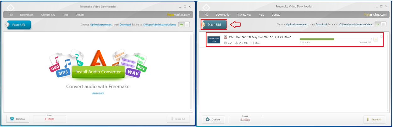 Tải video YouTube trên freemake.com