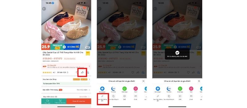 Cách lấy link sản phẩm trên shopee