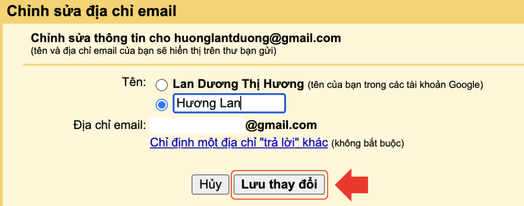 cách đổi tên Gmail