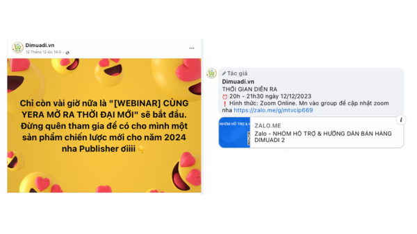 Đặt link dưới phần bình luận