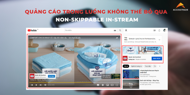 Quảng cáo Youtube: Quảng cáo trong luồng không thể bỏ qua – Non-skippable In-stream