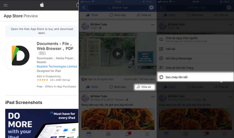App Documents tải video facebook bằng smartphone đơn giản