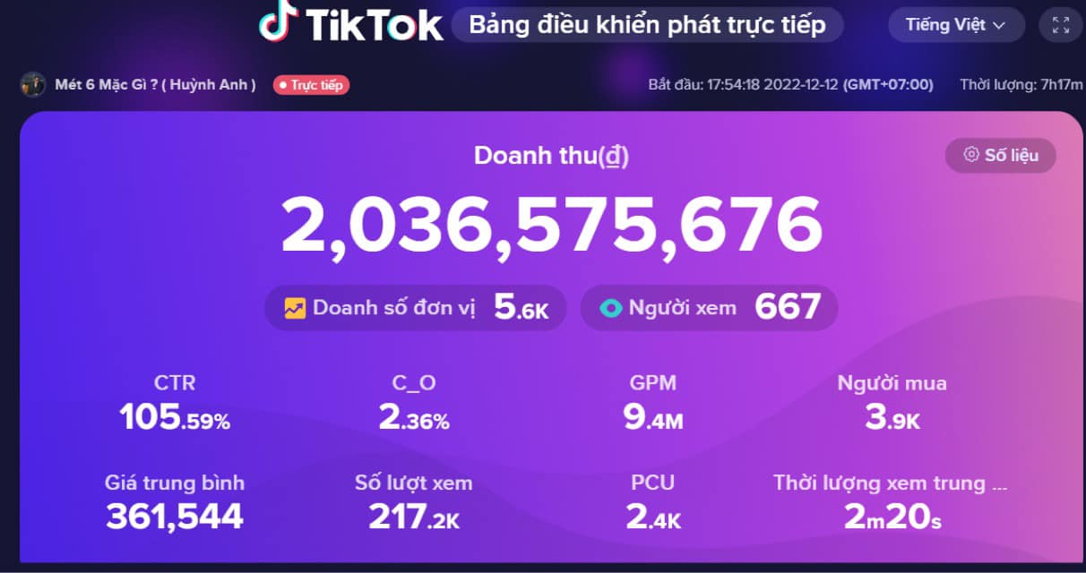 Hiệu quả từ Live Commerce