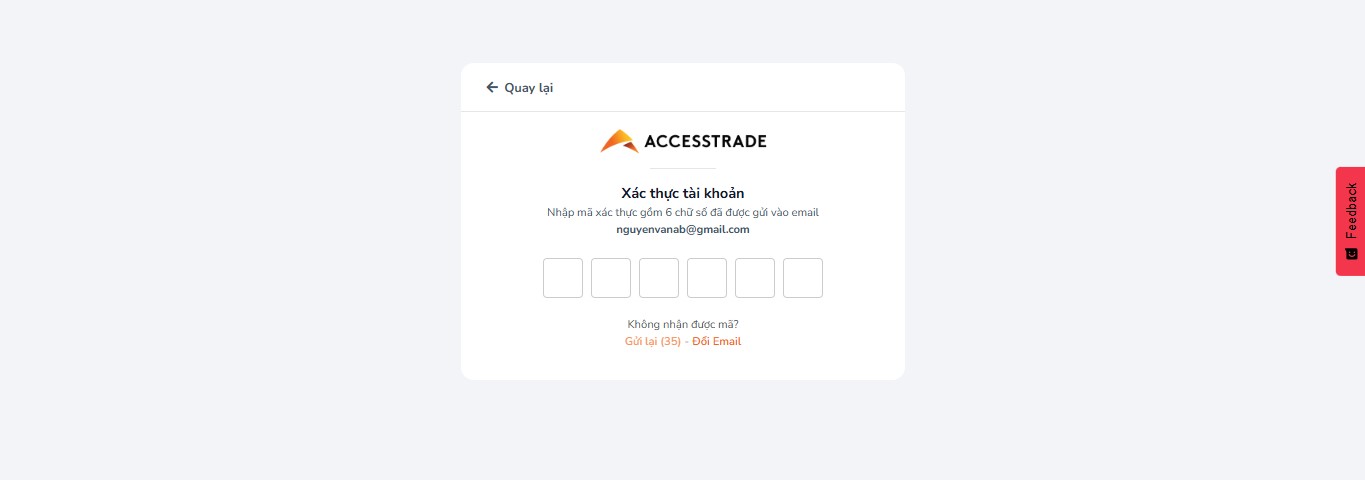 Trang xác thực OTP