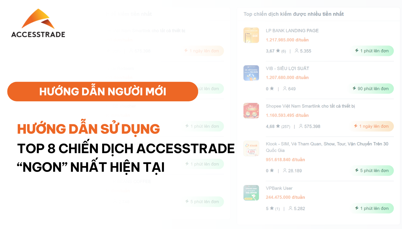Đột phá doanh thu cùng top 8 chiến dịch ACCESSTRADE "ngon" nhất hiện nay