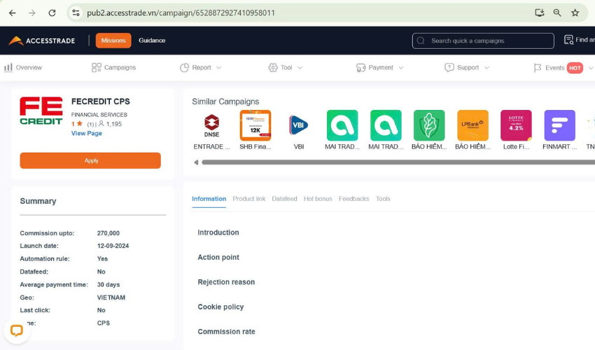 Trang chiến dịch FE Credit