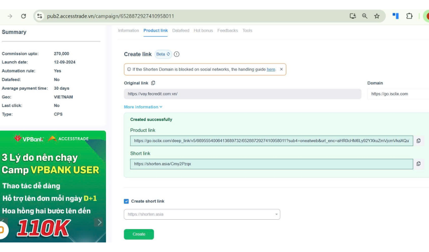 Hướng dẫn tạo link