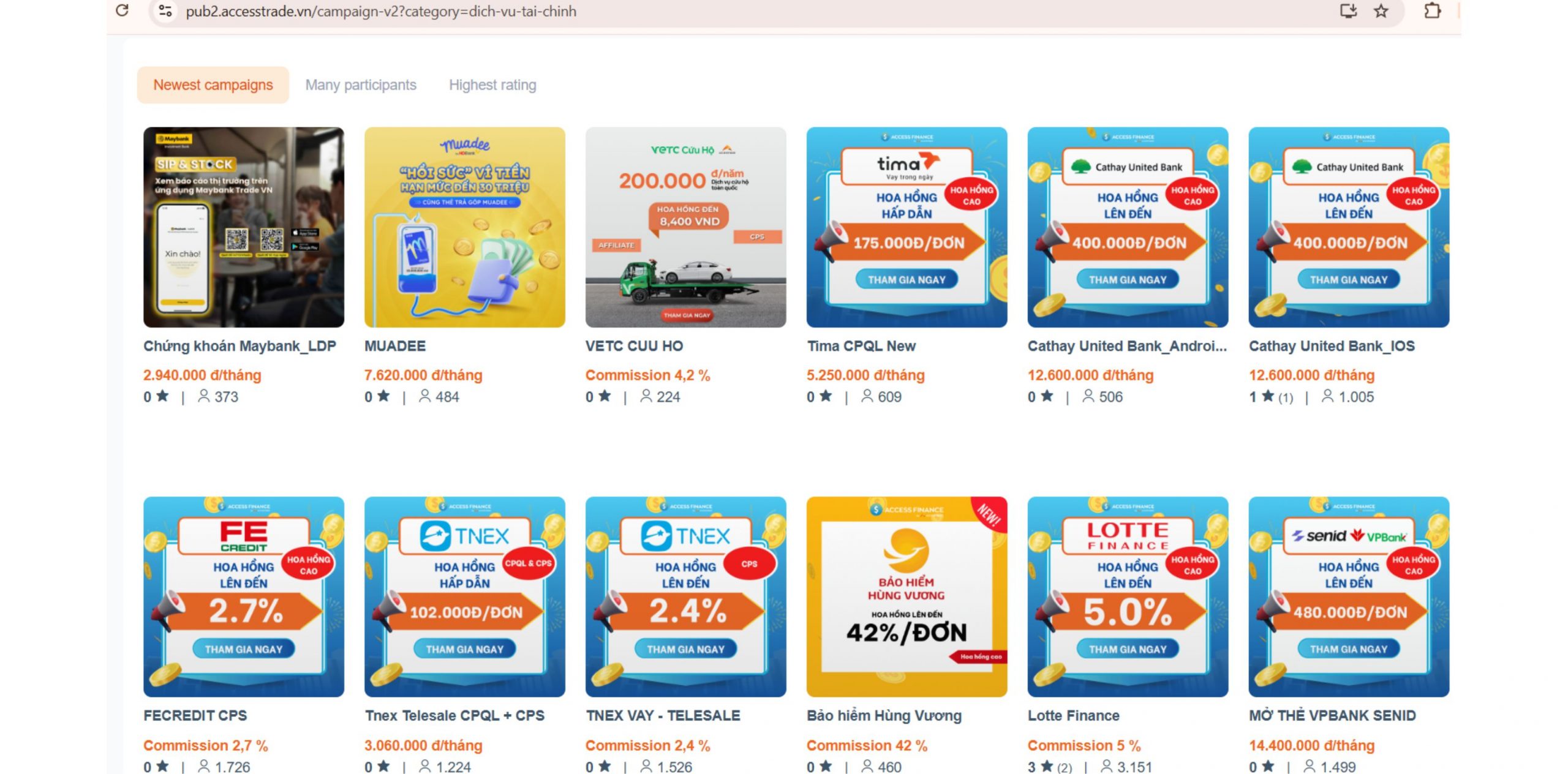 chiến dịch tài chính ACCESSTRADE