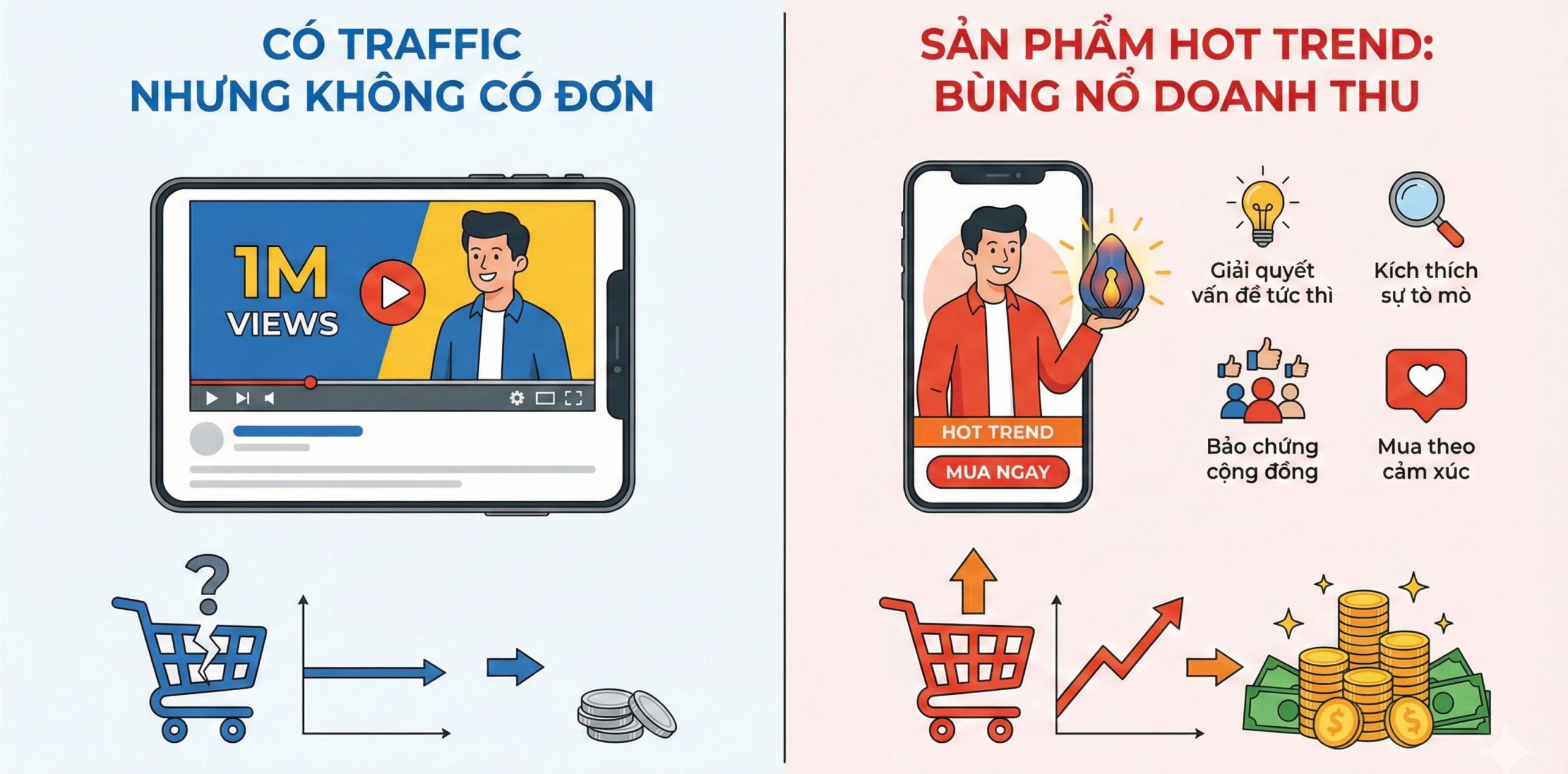 chọn sản phẩm có traffic nhưng không có đơn