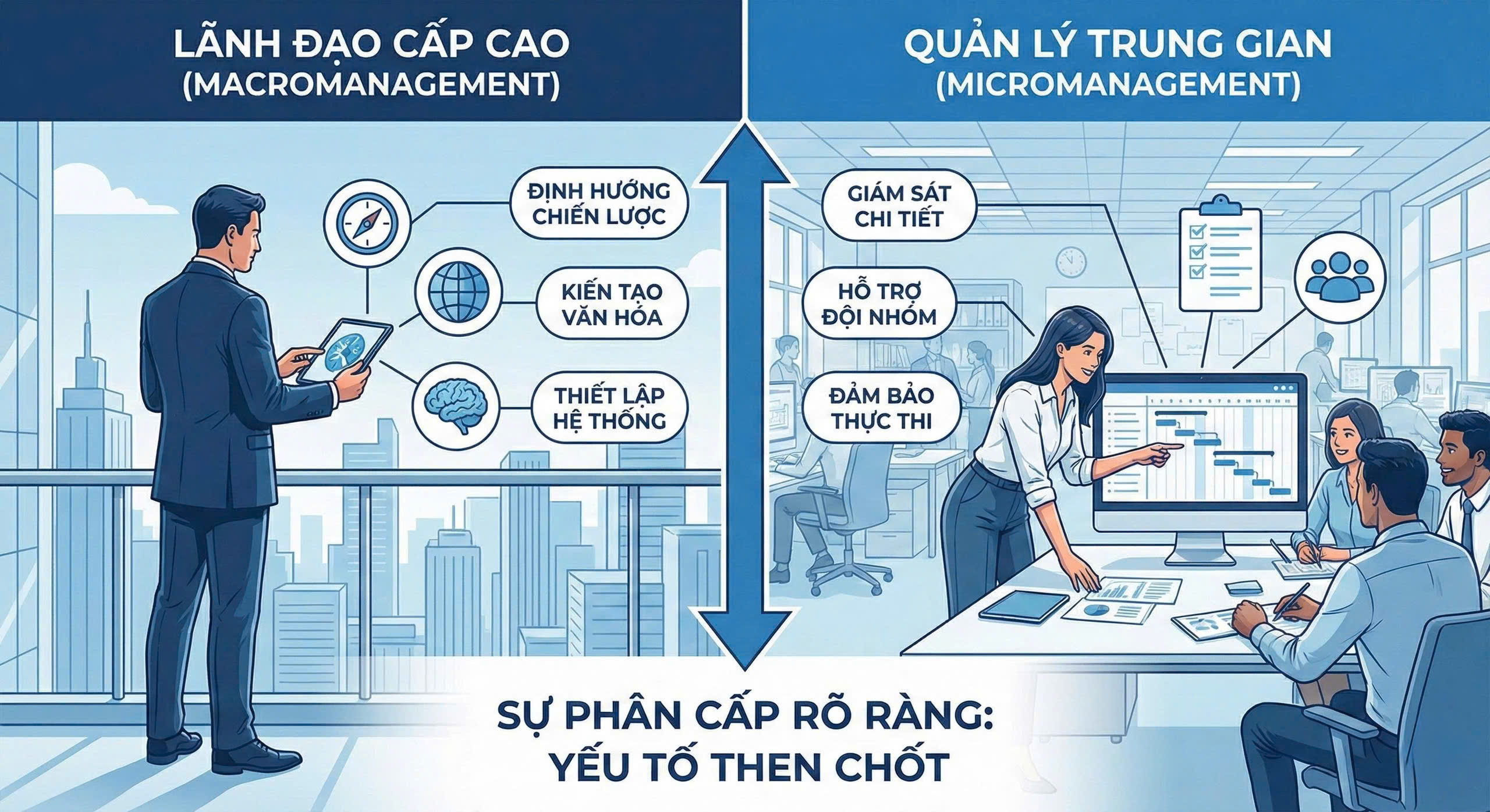 tách bạch quản trị vi mô và quản lý vĩ mô